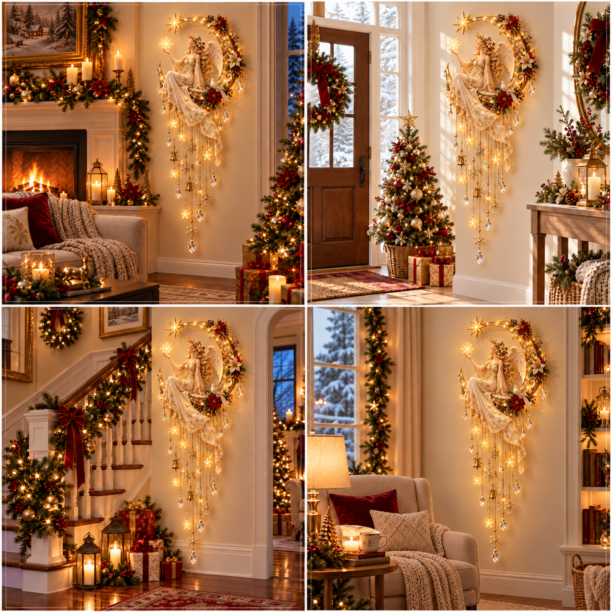 🔥 Last Day 60% OFF –Angel’s Moonlit Starfall™ – Lighted Christmas Angel Wall Decor