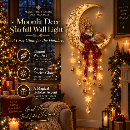 🦌 Last Day 49% OFF🌙 Moonlit Deer Starfall Wall Light™ – Lighted Christmas Wall Decor