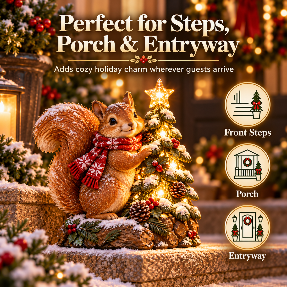 Christmas woodland lights for porch and entryway