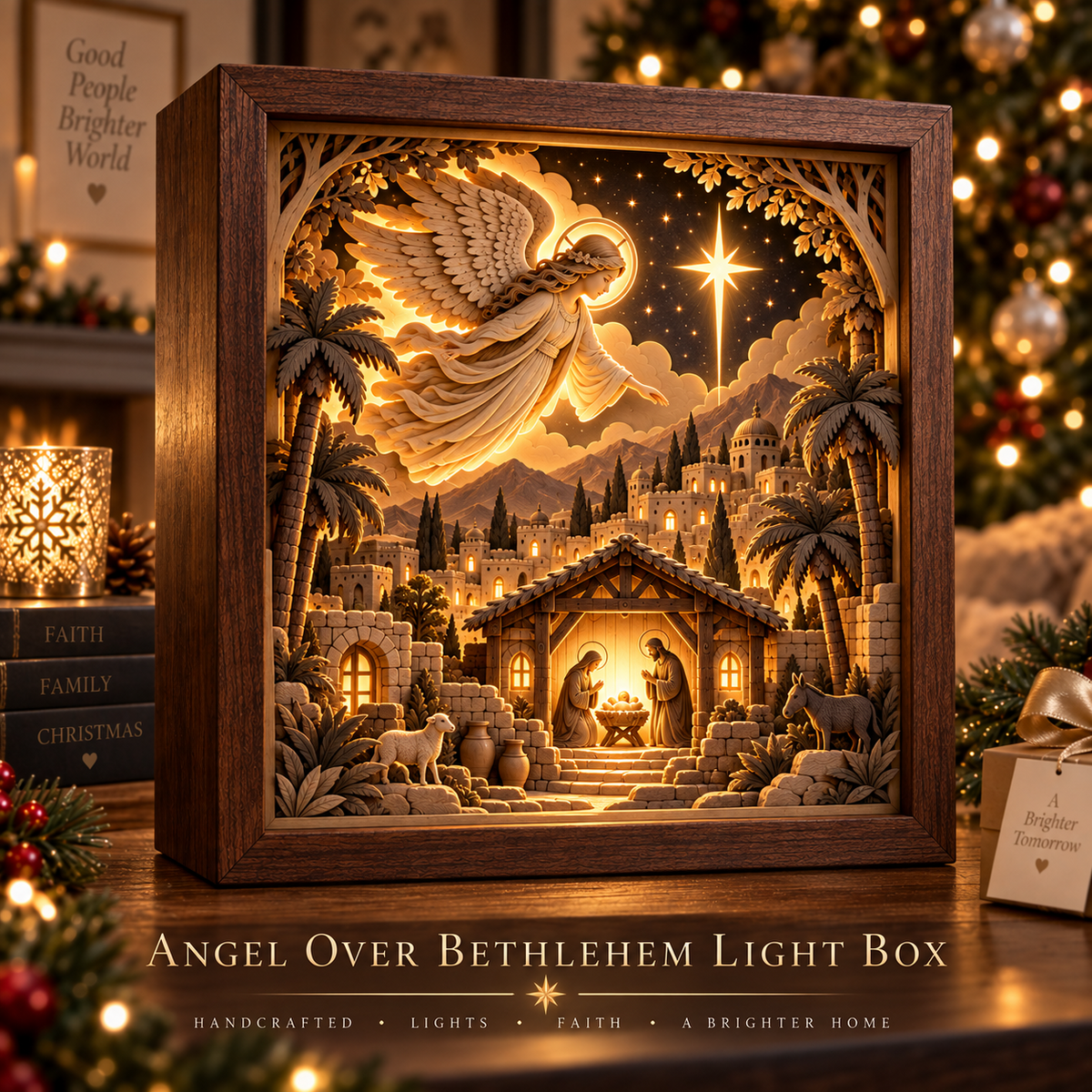 Angel Over Bethlehem light box style