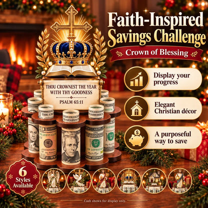 🙏 Bible Verse Savings Challenge Stand – Christian Cash Organizer & Faith-Inspired Gift