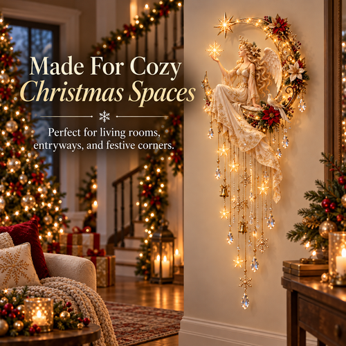 🔥 Last Day 60% OFF –Angel’s Moonlit Starfall™ – Lighted Christmas Angel Wall Decor
