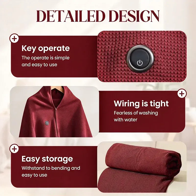 Early Winter Sale: 49% Off -❄️ Portable Heated Blanket Shawl | 15-Second Heating, 3 Heat Levels & Ultra-Soft Winter Comfort 🔥