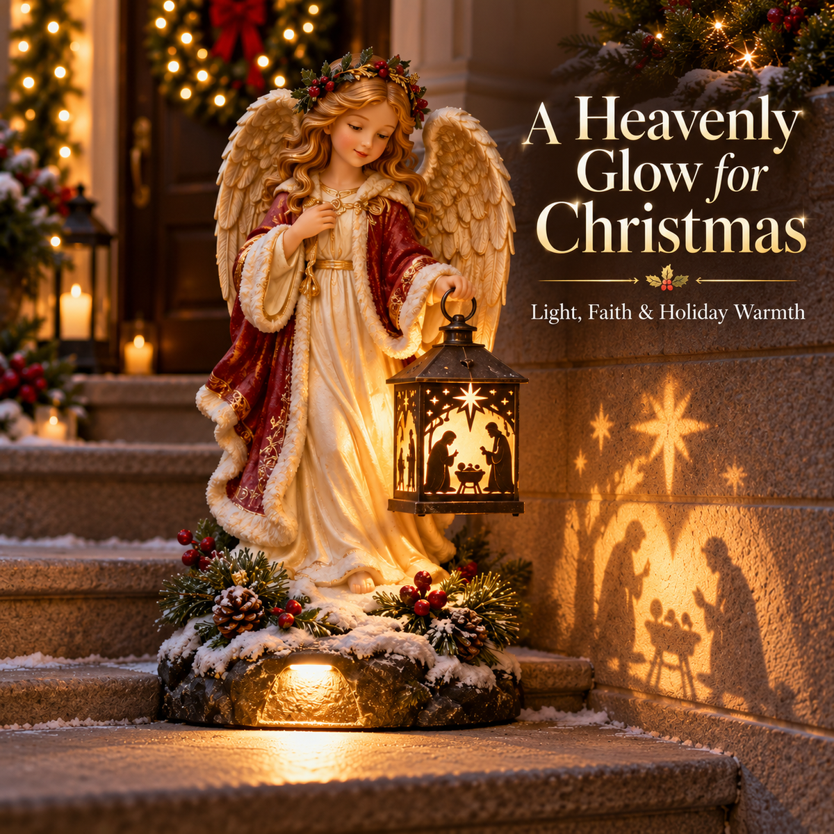 👼 Angel of Bethlehem™ – Lighted Nativity Christmas Lantern Decor