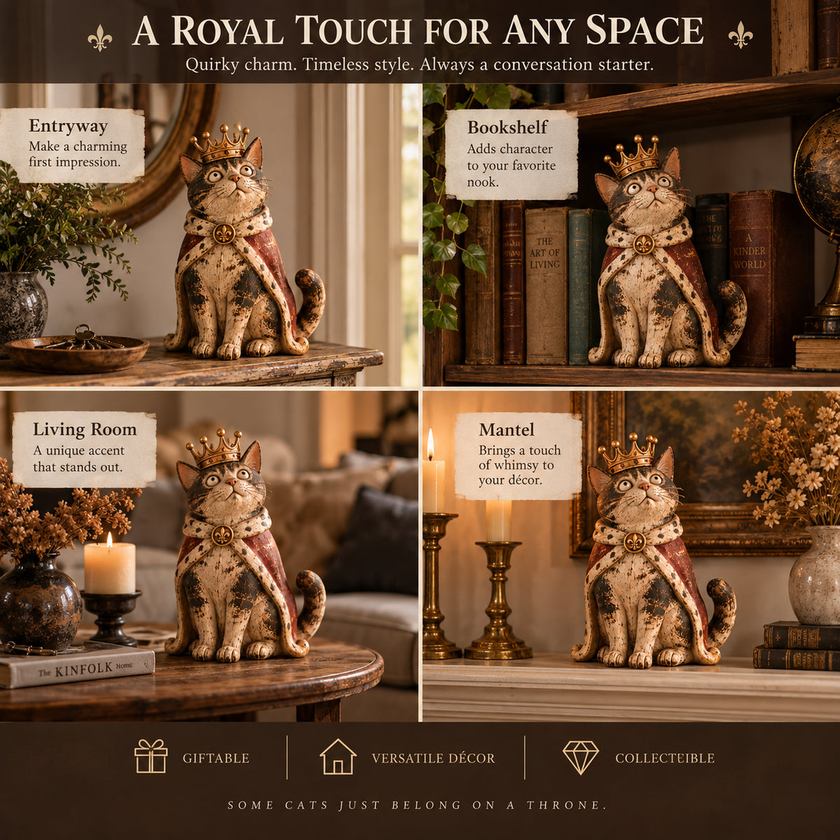 🔥Last Day 50% OFF - 🐈 Medieval Cat Court — Whimsical Vintage Cat Figurines