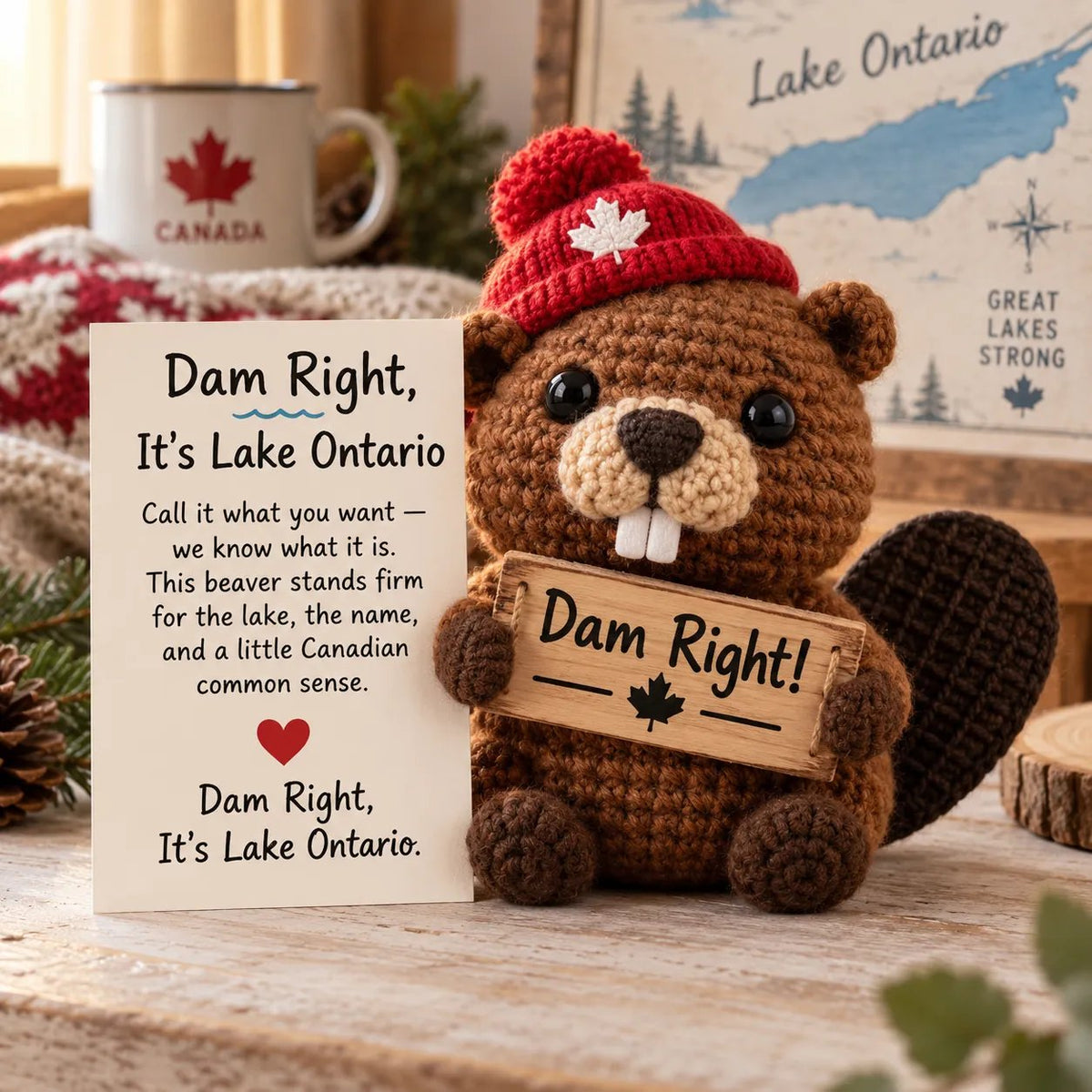 🦫 Lake Ontario Emotional Support Beaver | Canadian Crochet Keepsake with Message Card