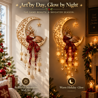 🦌 Last Day 49% OFF🌙 Moonlit Deer Starfall Wall Light™ – Lighted Christmas Wall Decor