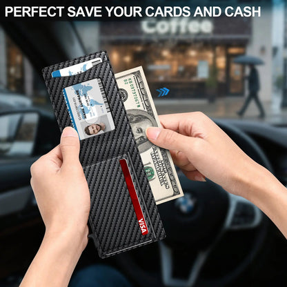 🔥 50% OFF Pop-Up RFID Slim Wallet 💳 One-Slide Metal Card Holder With Cash Clip