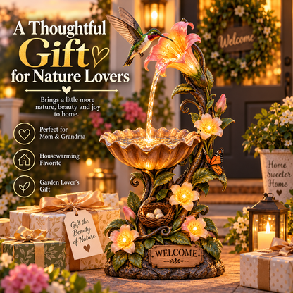 ✨ Last Day 49% OFF🐦✨ Hummingbird Nectar Fountain™ – Lighted Garden & Porch Decor