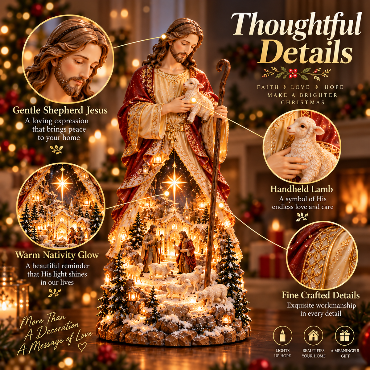Jesus Light of Our Christmas detailed craftsmanship