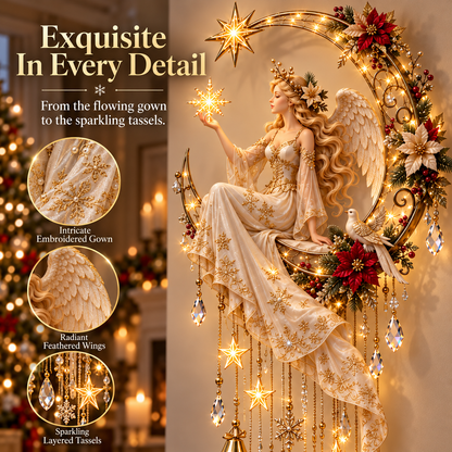 🔥 Last Day 60% OFF –Angel’s Moonlit Starfall™ – Lighted Christmas Angel Wall Decor