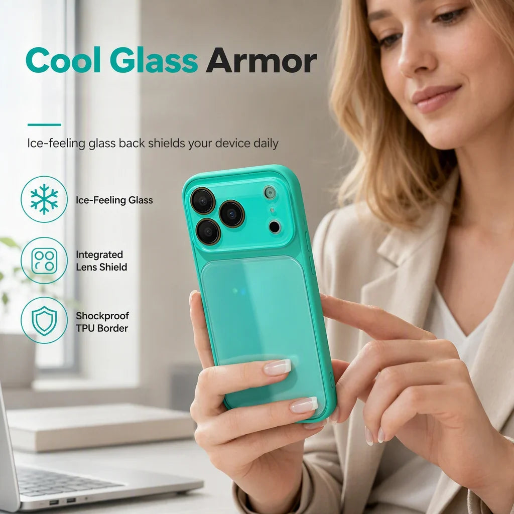 📱 50% OFF! 🧊 Ice-Cooling Glass Phone Case – Built-In Camera Protection & Shockproof Design ✨