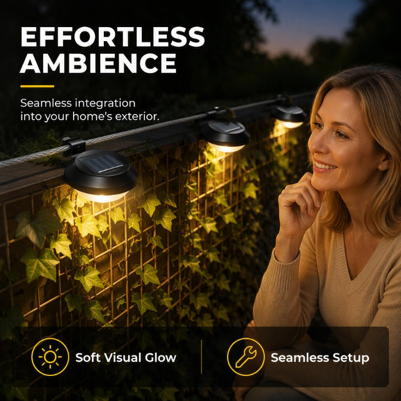 ☀️ Solar LED Gutter Wall Light – Wireless Outdoor Lighting for Fences, Decks & Paths